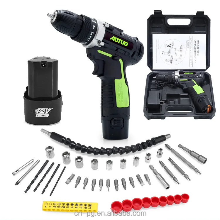 EMB 12V Household Lithium Battery Cordless Drill Driver Power Drill with 77 Pieces