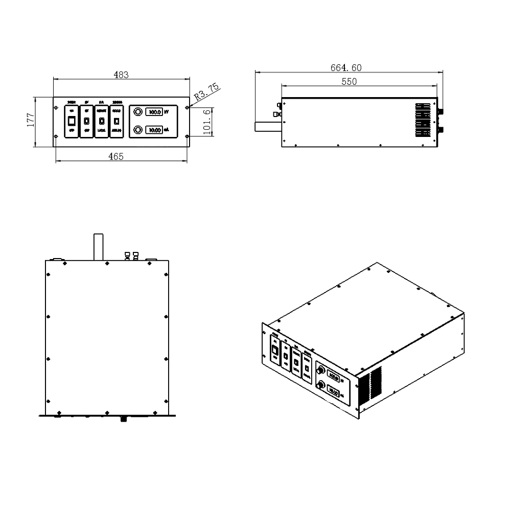 High Voltage Power Supply 400W - DC 5KV To 40KV Adjustable Output For Electrostatic Precipitators, Air Cleaners