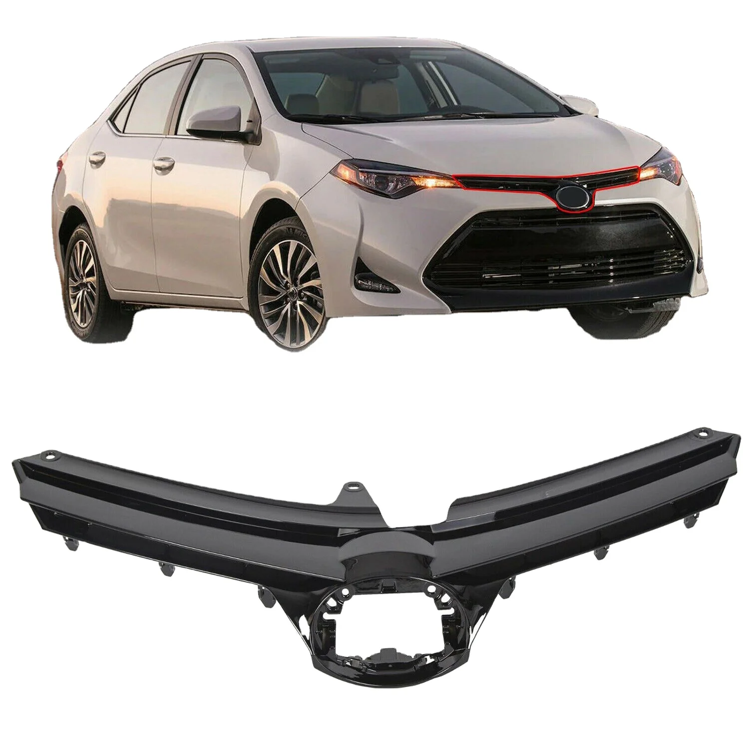 Saivis car front body kit upper bumper grille for 2017 2018 2019 usa Toyota Corolla L LE XLE CE Sedan