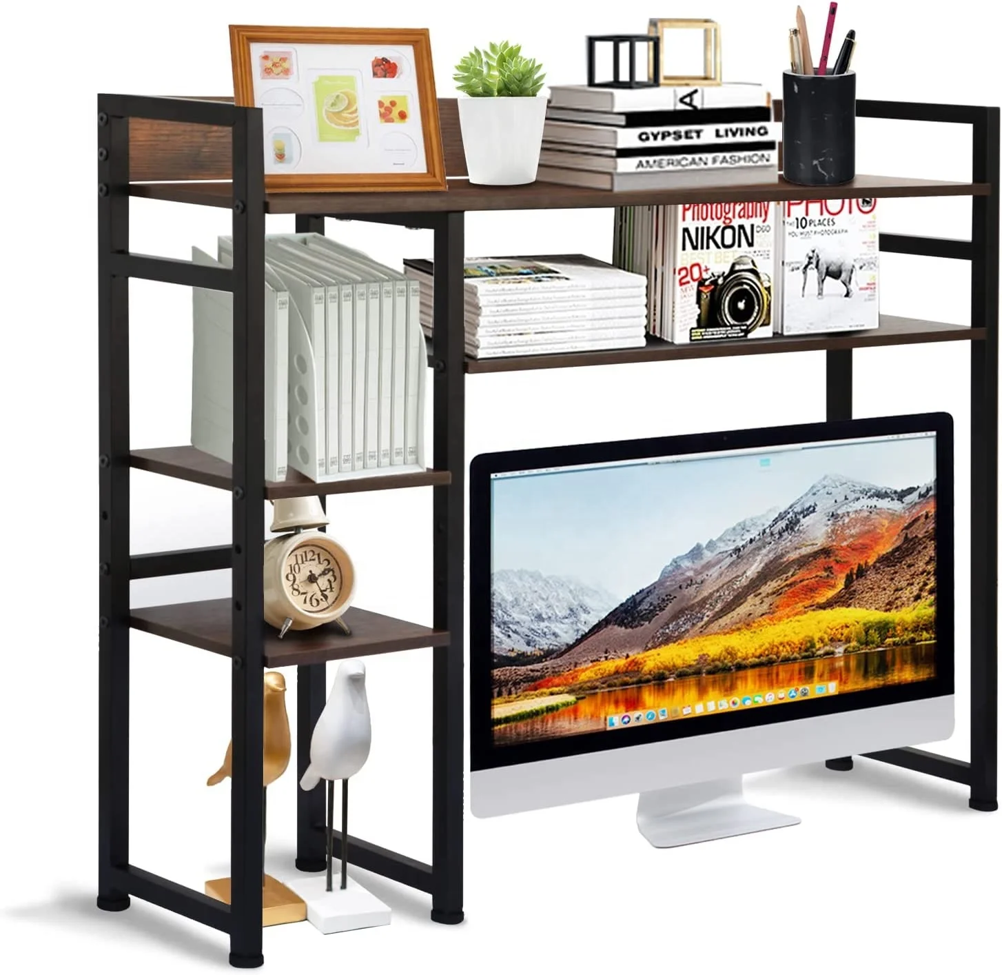 Multipurpose Standing Shelves Desktop Bookshelf Counter Rack Space ...