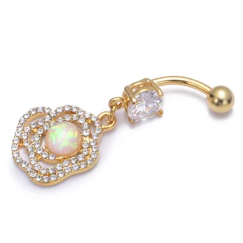 Opal Camellia Woman Elegant Romantic Rose Lady Wholesale Custom Jewelry Body Piercing Ring