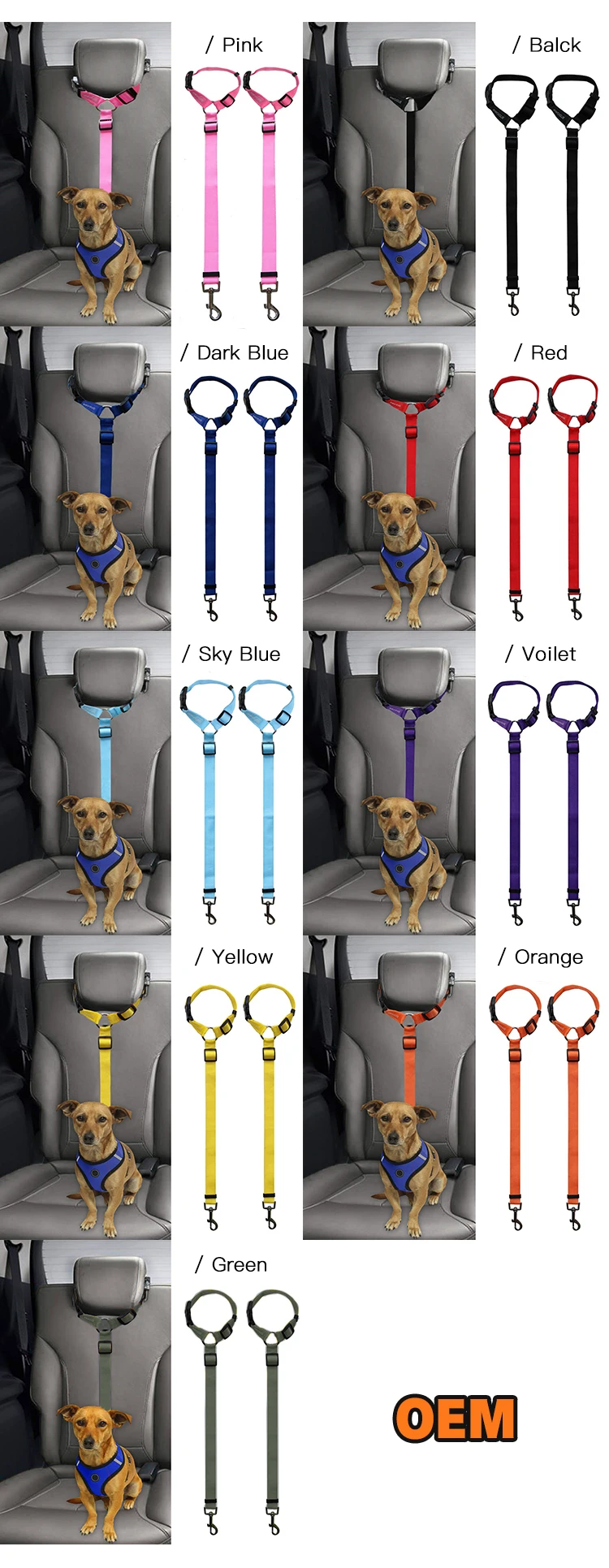 Fashion Attractive Design Seat Belt Dog Leash for Outdoor All Seasons