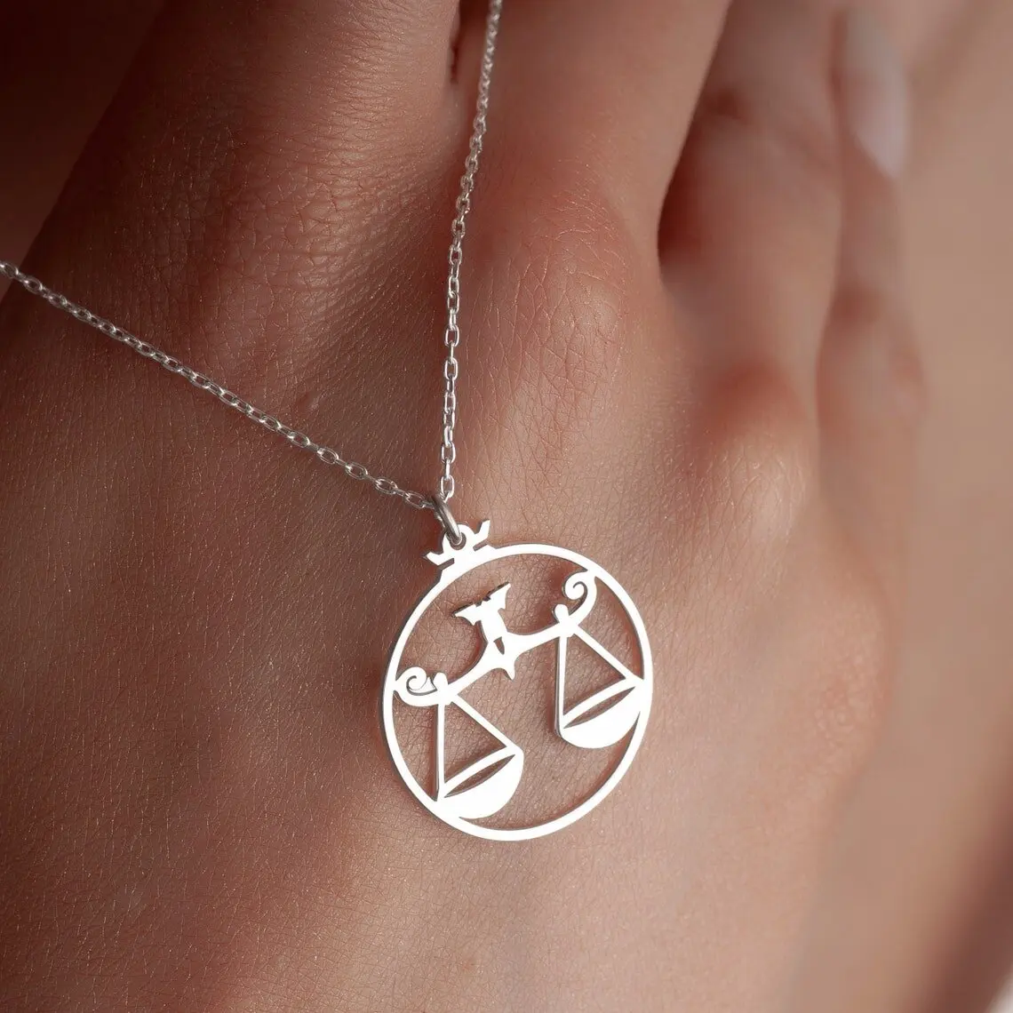 New Stock Arrival Scale of Justice Silver Necklace Waterproof