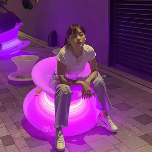 Modern LED Cloud Shape Stool Remote Control Colorful Cloud Motif for Hotels Living Rooms Outdoor Parks Modern Plastic Furniture