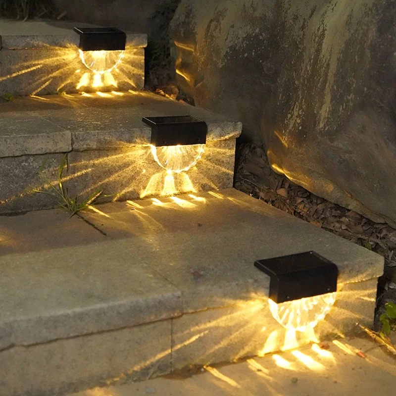 Светодиод солнечная энергия красочный теплый белый лестничная лампа подходит для наружного сада украшения двора ступенчатого ограждения настенный светильник