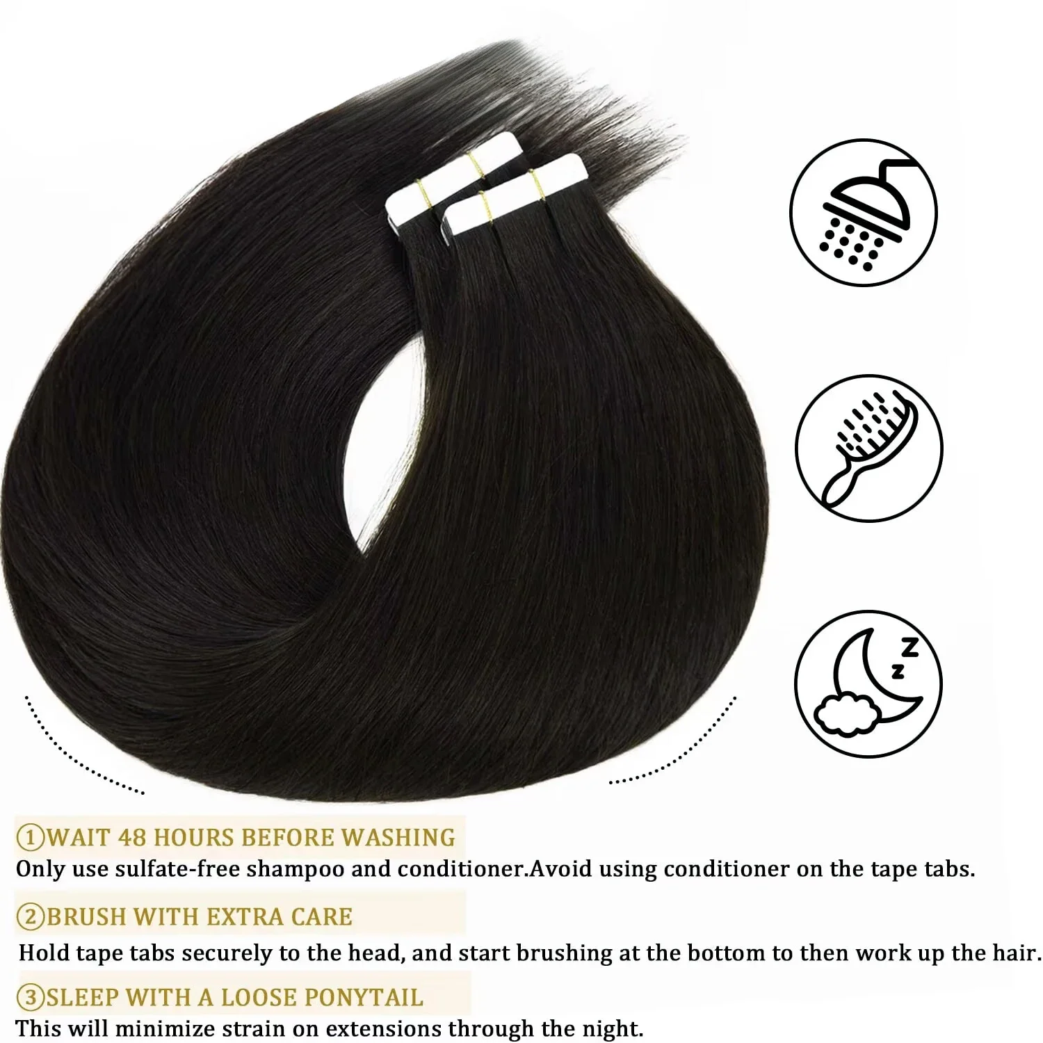 Tape In Extensions aus Echthaar, Skin Weft, glatt, selbstklebend, hochwertiges Haar in natürlicher Farbe, 16-26 Zoll, für Frauen_voghion.com