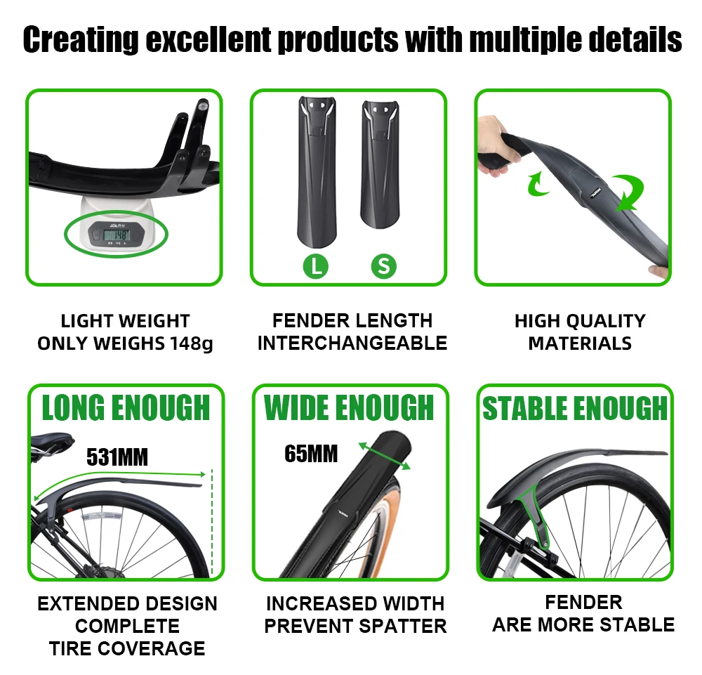 RBRL Quick Release Bike Mudguard Special for Gravel Bike Bicycle Fenders Cycling Accessories