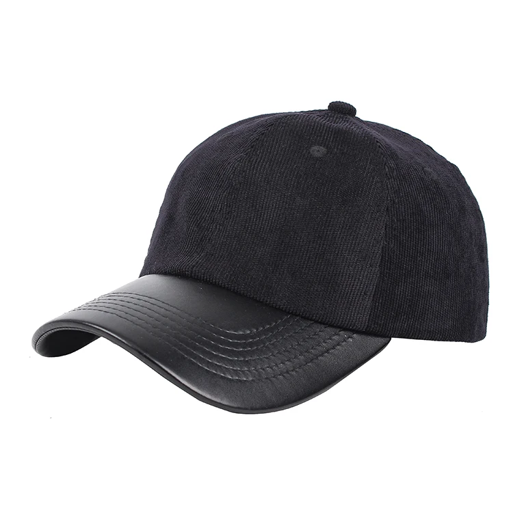 Black Corduroy Baseball Cap Hat 