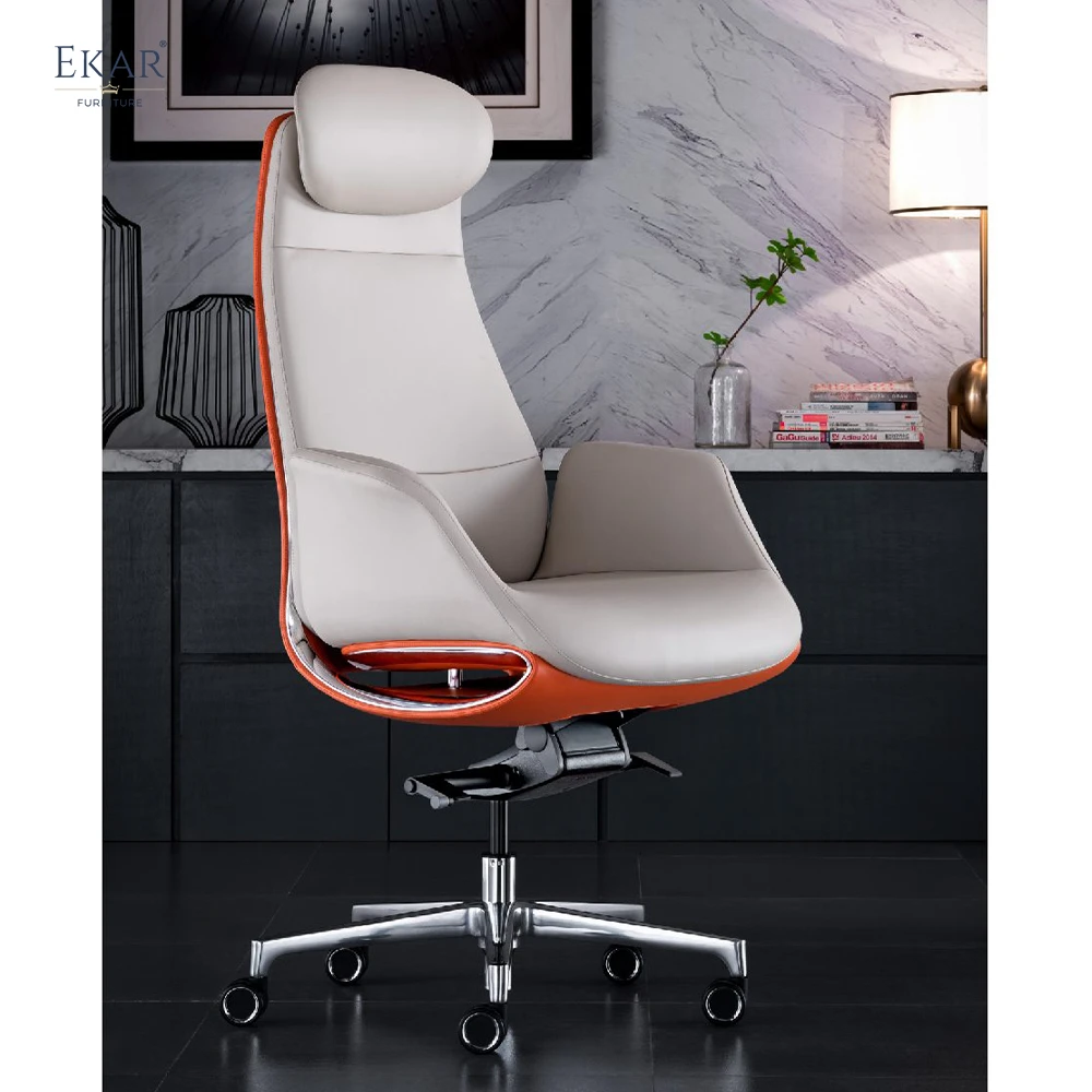 Premium Italian Imported Leather Office Chair with Silent Casters - Ultimate Comfort and Style supplier