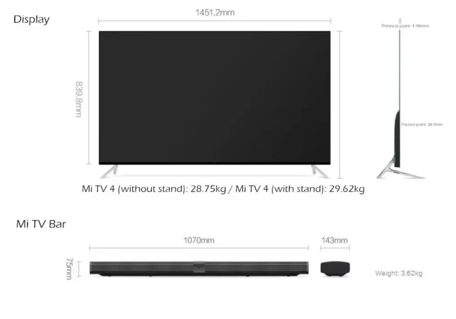 
Оригинальный ультратонкий Телевизор Xiaomi TV 4 55 дюймов Smart TV 4K HDR с английской раскладкой 