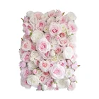 Y004 Cheap Price Light Pink White 3D Silk Rose Flower Wall Backdrop Panel Wedding Decorative Artificial Flowers for Wall Decor