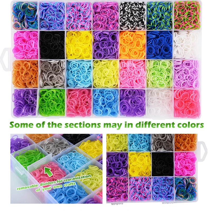 10000pcs Loom Rubber Bands Kits Beads Toys Set Hand Knitting Machine