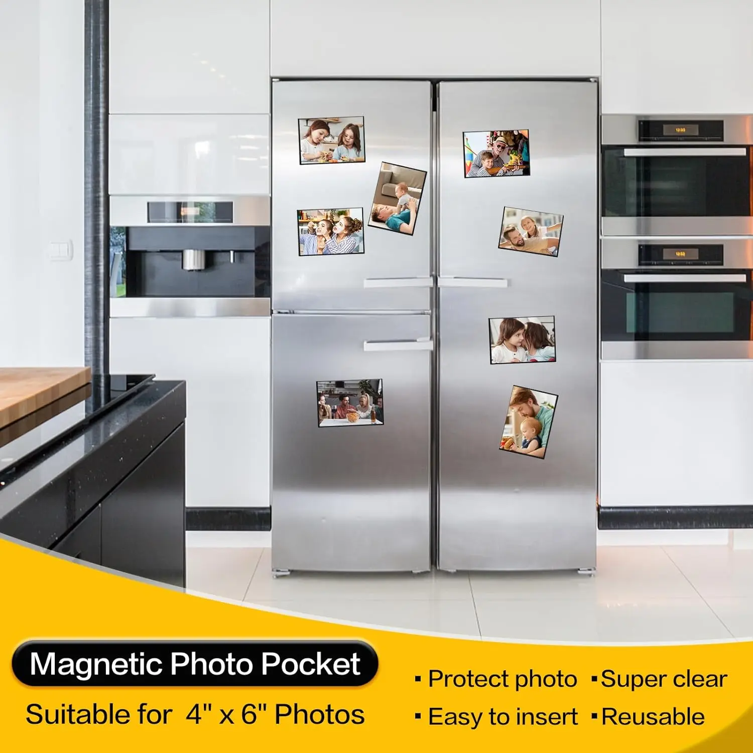 6 Pack Magnetic Photo Frames 4x6 – Super Slim Refrigerator Picture Pockets For Fridge & Lockers - View #4