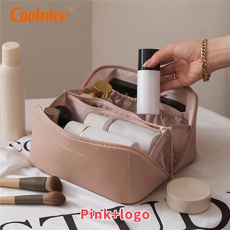 Custom Pu Leather Cosmetic Makeup Bag Pouch Skincare Cosmetic Partition