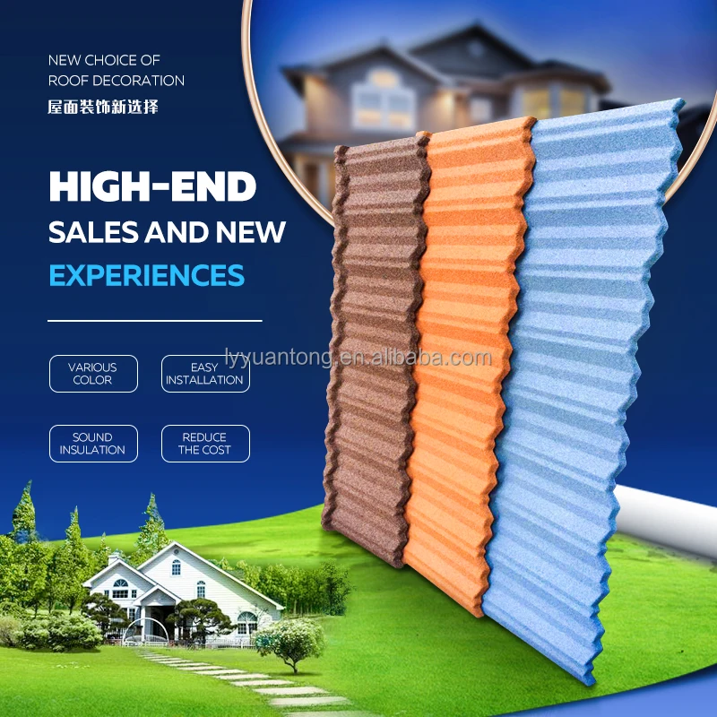 Roofing Tile Roof Sheets Building Material Sale Red White Blue Customized Industrial Surface Color Stone Coated Roofing Tiles