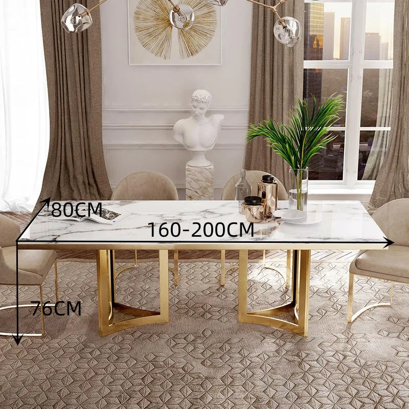 Modern Luxury Golden Stainless Steel Dining Table With Marble Top ...