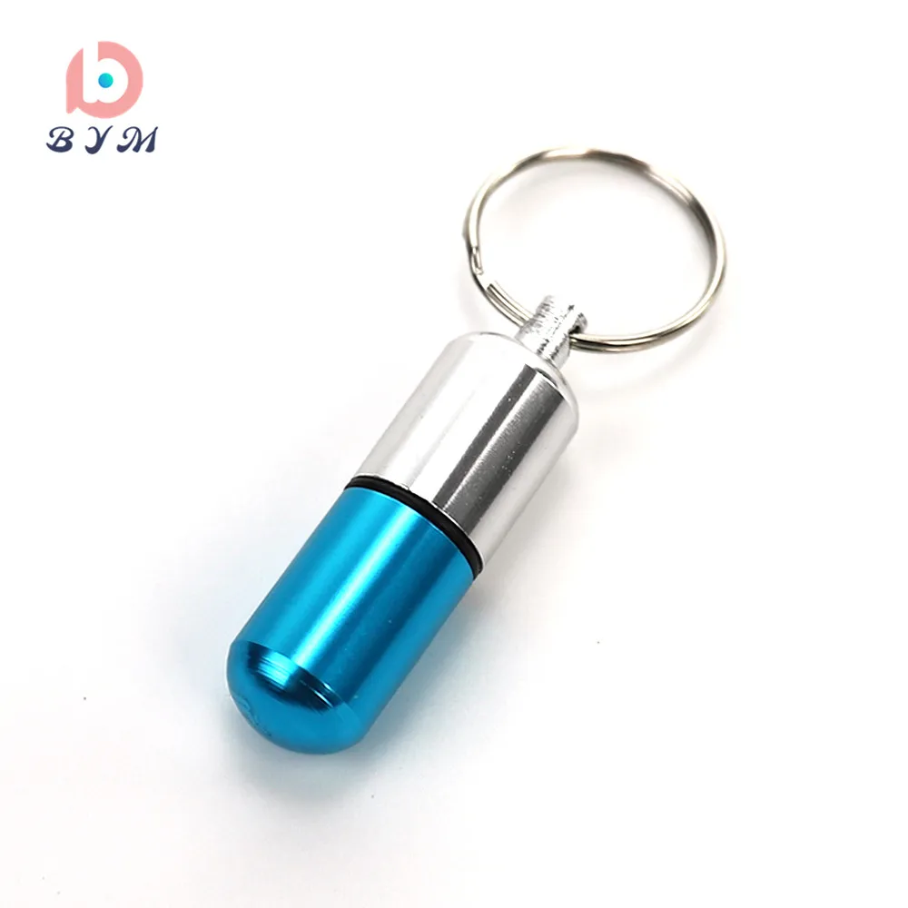 1*Mini Waterproof Metal Medicine Pill Box Case Bottle Holder Container-Keychain