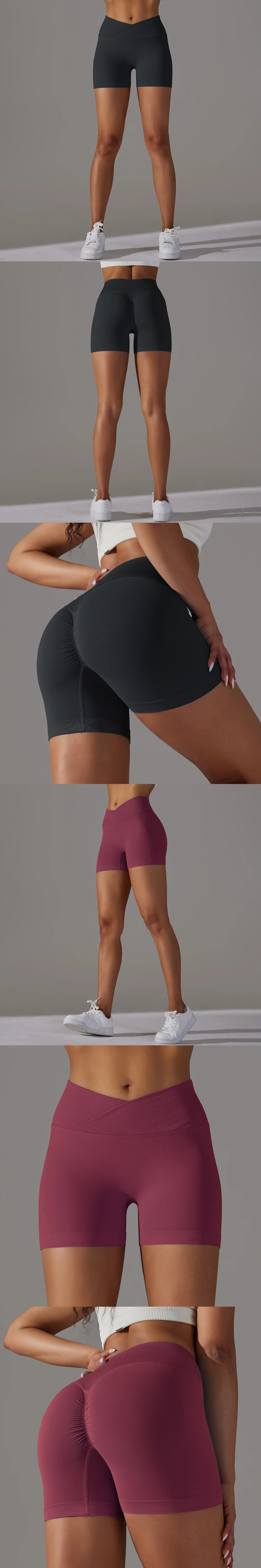 Women's Fashion High Quality  Seamless V Waist Women Butt Scrunch Fitness Gym Shorts plus size Yoga Sports Activewear Shorts supplier