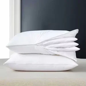 Goose Down Feather Pillow Five-star Hotel Luxury Series Bed Core White  for Sleeping Downproof Soft Fluffy 100% Cotton Shell