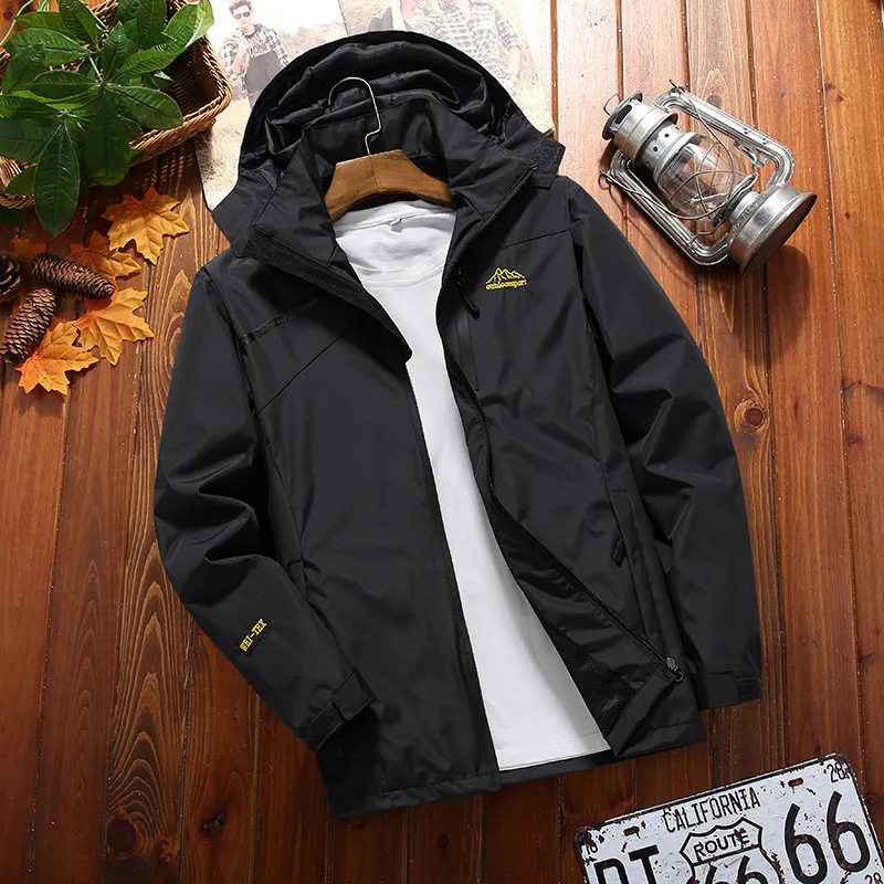 Spring and Autumn Thin Hooded Outdoor Large Water Splash Proof Charge Coat Men's Casual men's Jackets_voghion.com