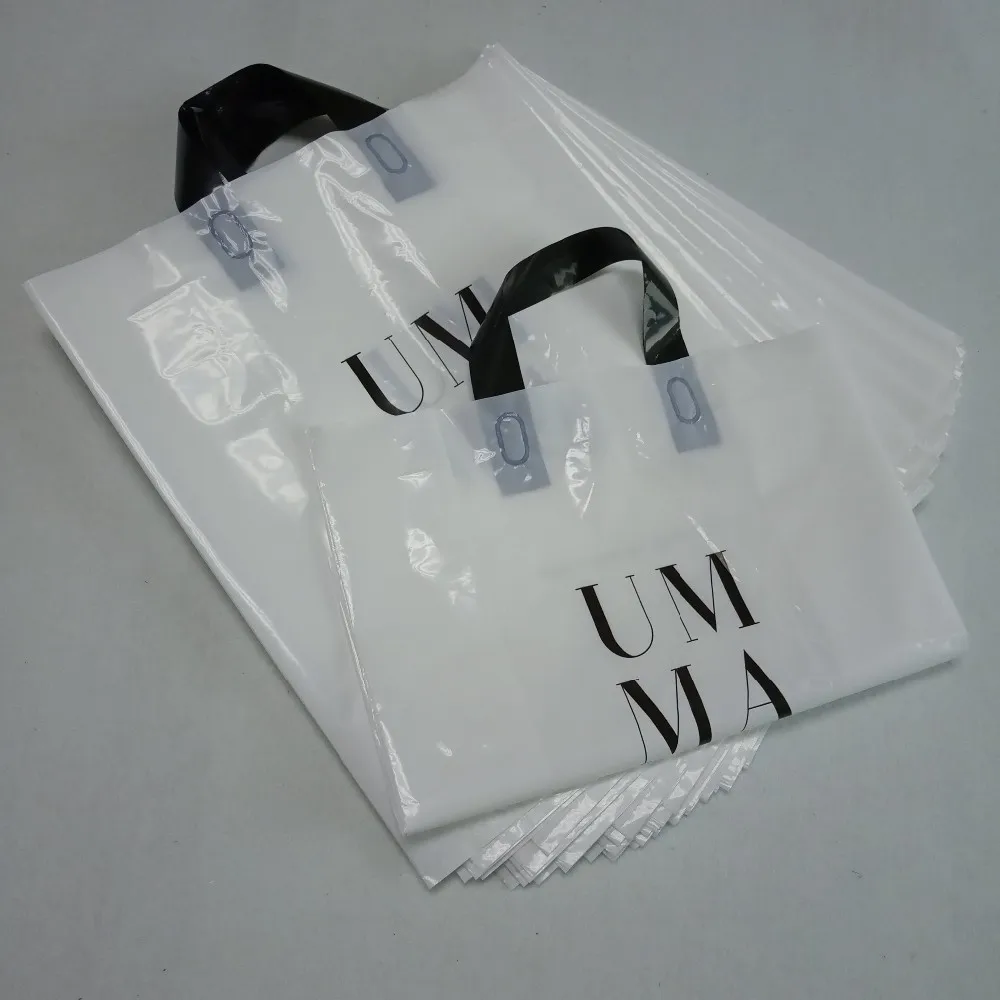 Custom logo Transparent Shopping Bag Custom Plastic Shopping Bag with Handles