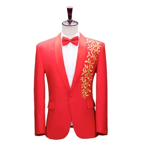 Men's Roll Collar Embroidered Suit Set Stage Grand Choir Performance Clothes Host