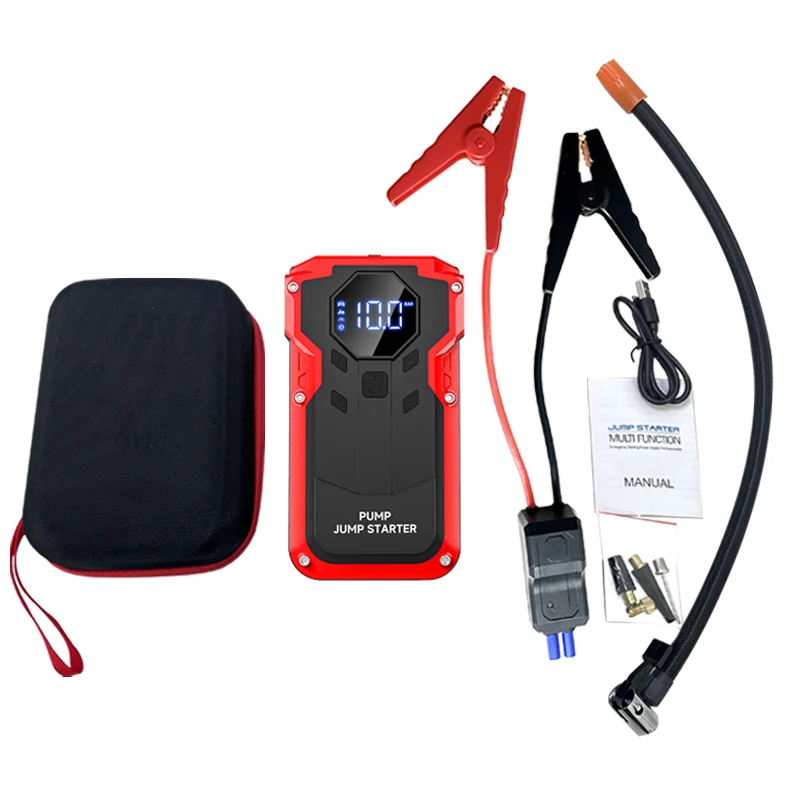High Quality Portable 12V Car Battery 4 in 1 Functions Portable Jump Starter Mobile Power Bank With Air Compressor