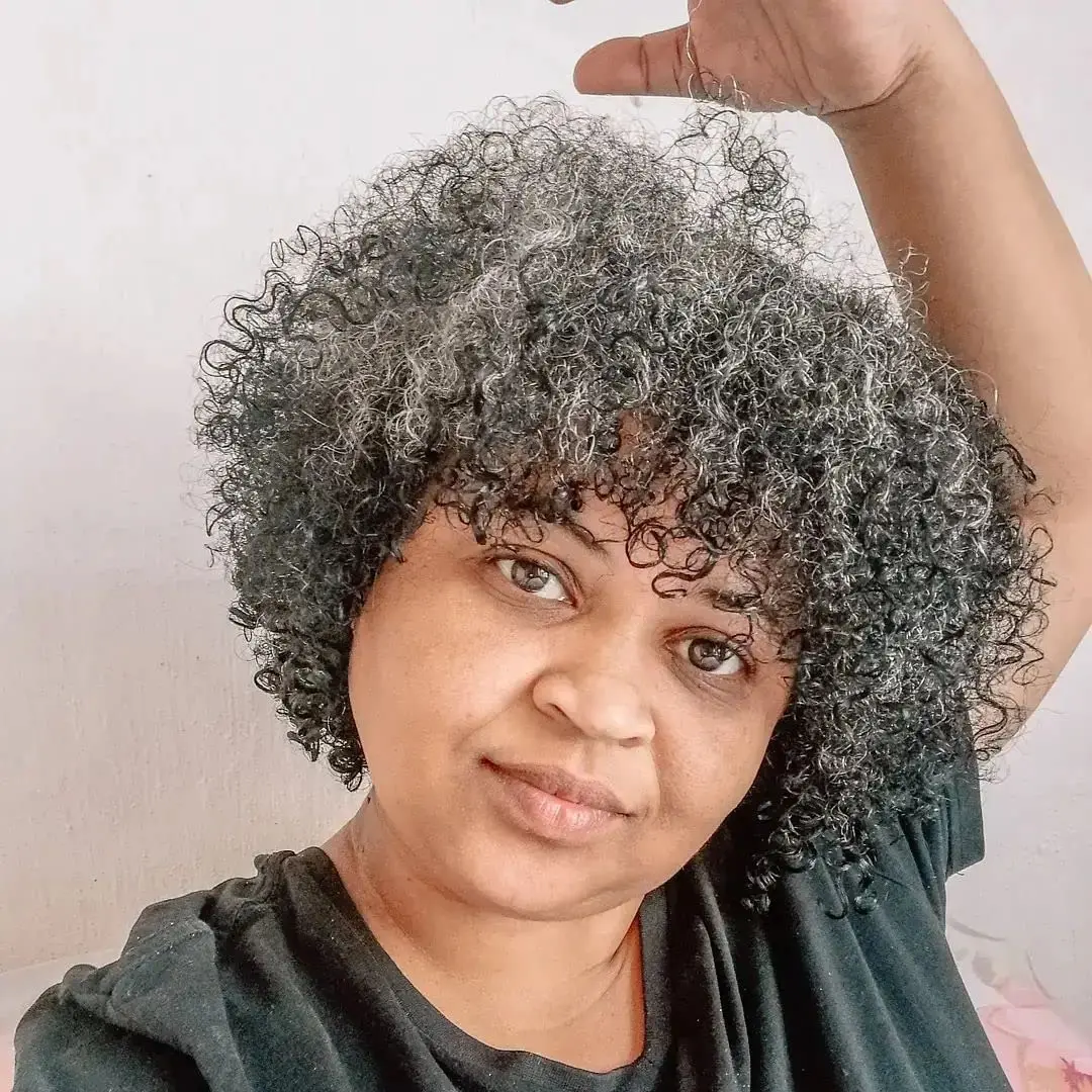 short gray curly wigs