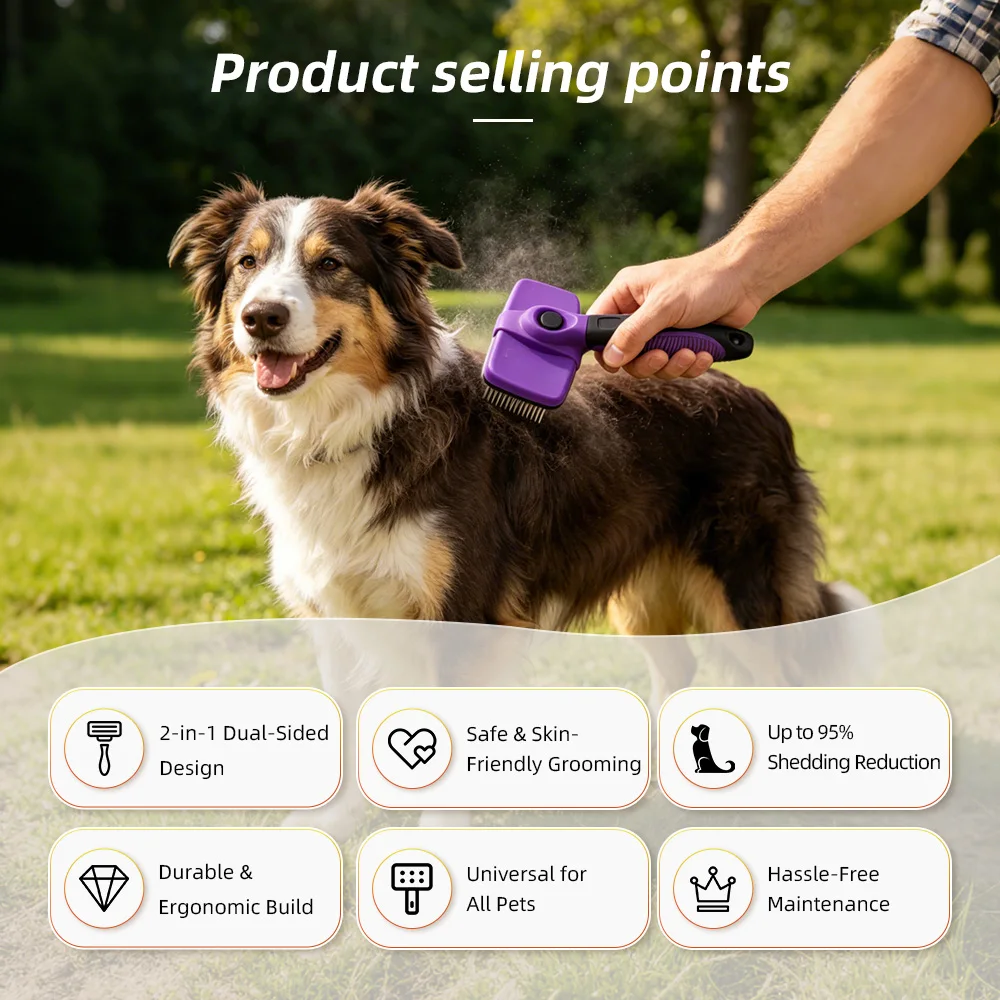Wholesale Self Cleaning Stainless Steel Slicker Brush Eco-Friendly Eas - product detail 3
