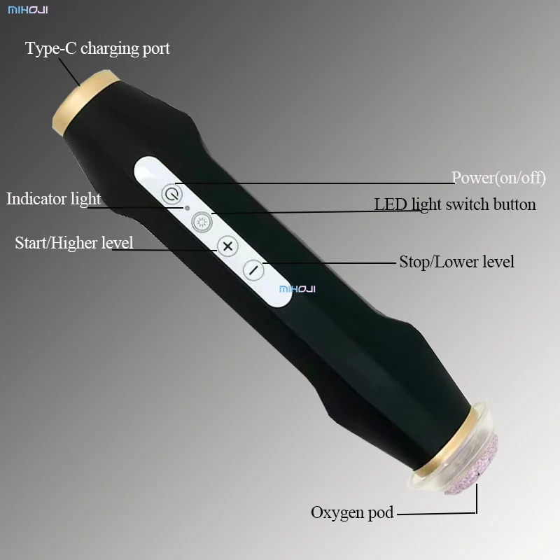 Mini Oxygen Co2 Bubble Pen Oxygenation Capsules Pods Rechargeable Oxygen Bubble Pen Skin Tightening Facial Machine
