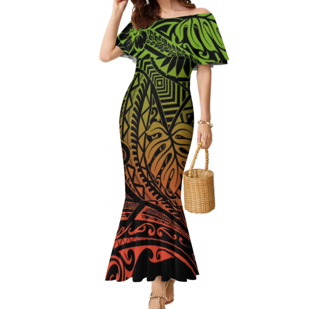 Summer Pacific Island Art 8XL Milk Silk Shawl Off Shoulder Dress Hawaiian Tropical Style Design Custom Women s Dress Alibaba