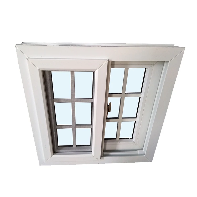 UPVC PVC Profile Single Glassed Sliding Window with Decorative Grill Design for Home windows