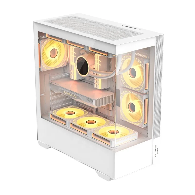 JNP Custom Tempered Glass Atx Matx Pc Game Fan Water Cooling System Power Supply Computer Gaming Case Gamer for PC