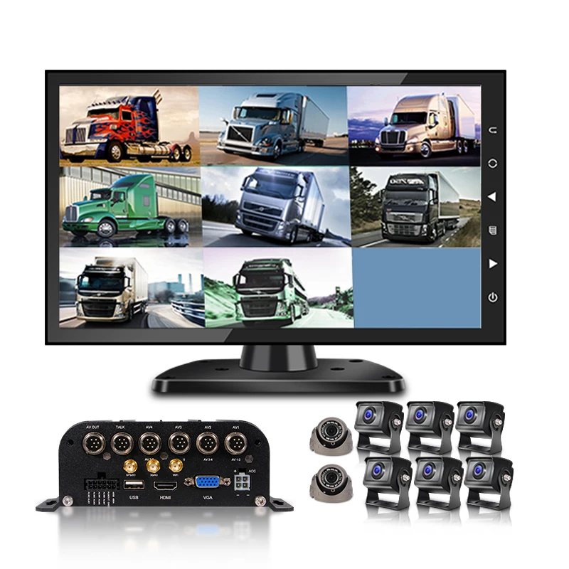 Vehicle Surveillance Remote Control BUS Truck CCTV DVR 8CH 2T 4G GPS MDVR 10 INCH Screen Night Vision Camera Mobile DVR System