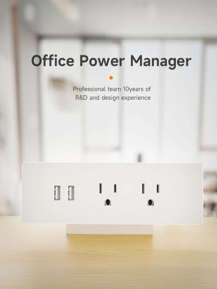 UL Listed Socket Extension - US Standard Clamp-on Desk Power Socket with 2 USB