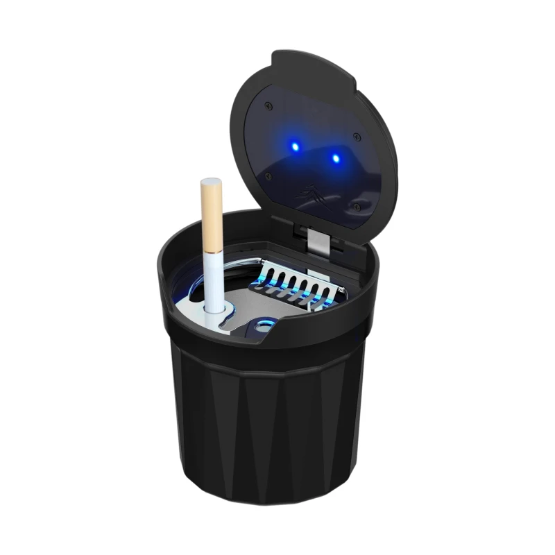 Modern LED Light Car Ashtray USB-Rechargeable Automotive Smoking Kit  Including Lighter Convenient Cleaner Carry Made Plastic