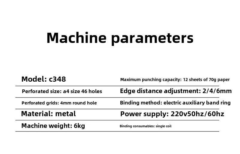 C348 Electric Binding Machine Single Coil Notebook Receipt Puncher Financial Accounting Office Wire Binding Machine