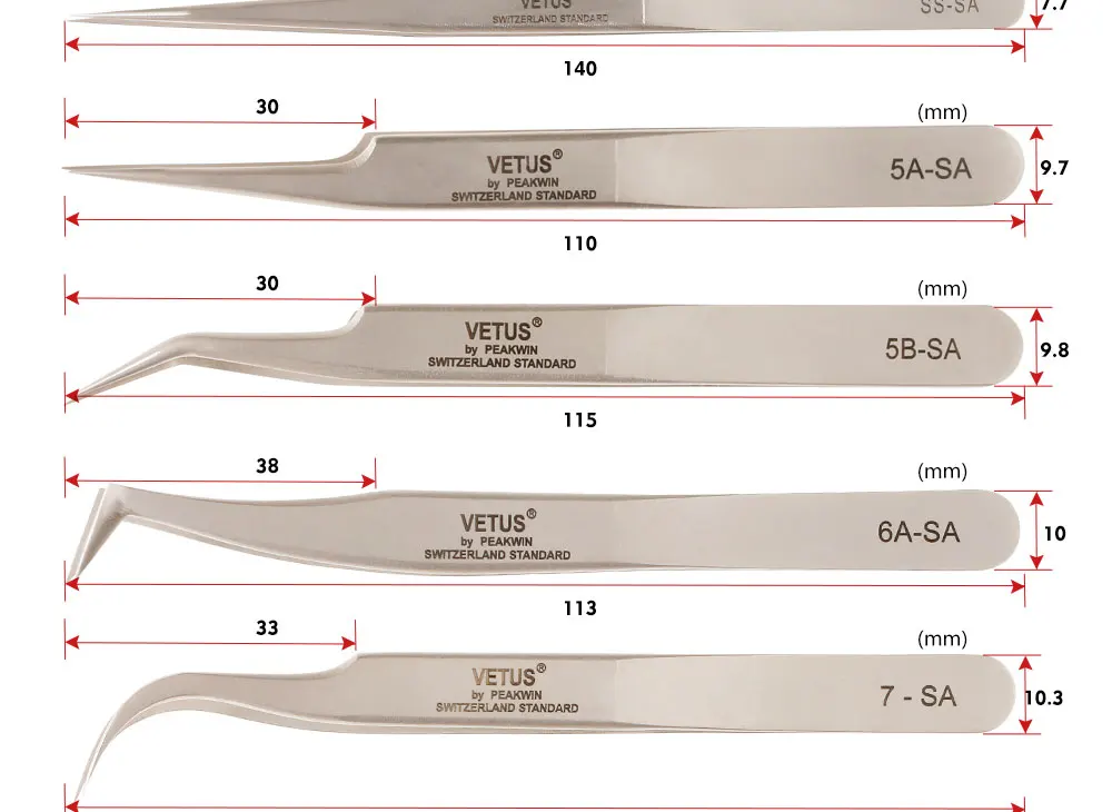 Yelix Vetus Stainless Steel Tweezer for Eyelash Extensions Application