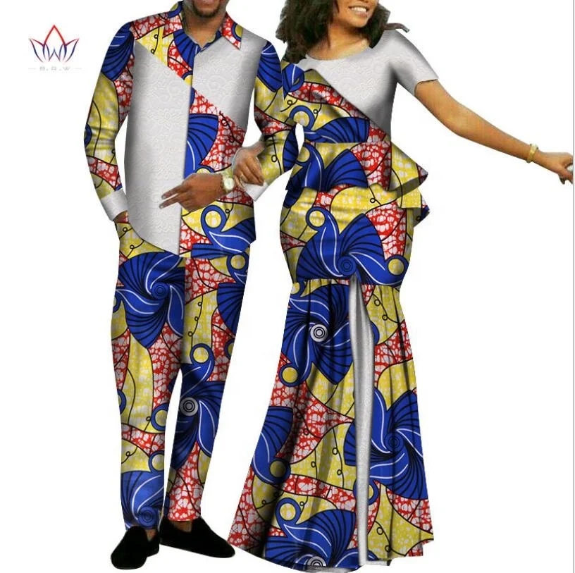 African Ethnic Couple Clothing Bazin Women's Dresses And Men's Suits ...