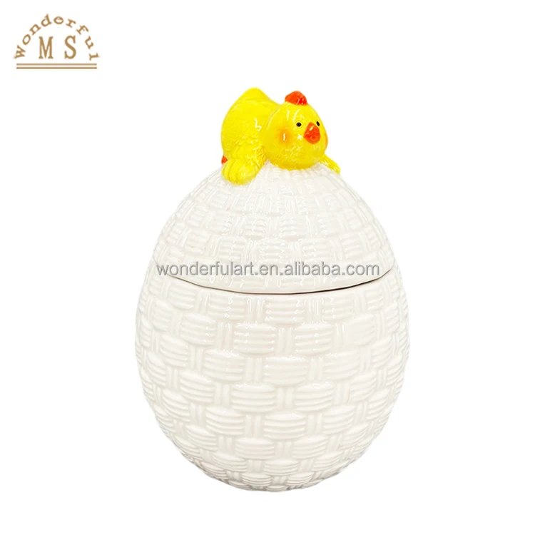 Customized Ceramic Color Glazing Easter Yellow Egg&chicken Jar dishes dolomite Tableware Kitchenware for Festival Home decor