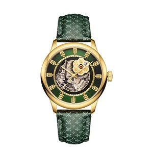 Factory Custom Luxury Fashion Men Watch Miyota Automatic Mechanical Casual Skeleton Watches for Leather Embossed Strap