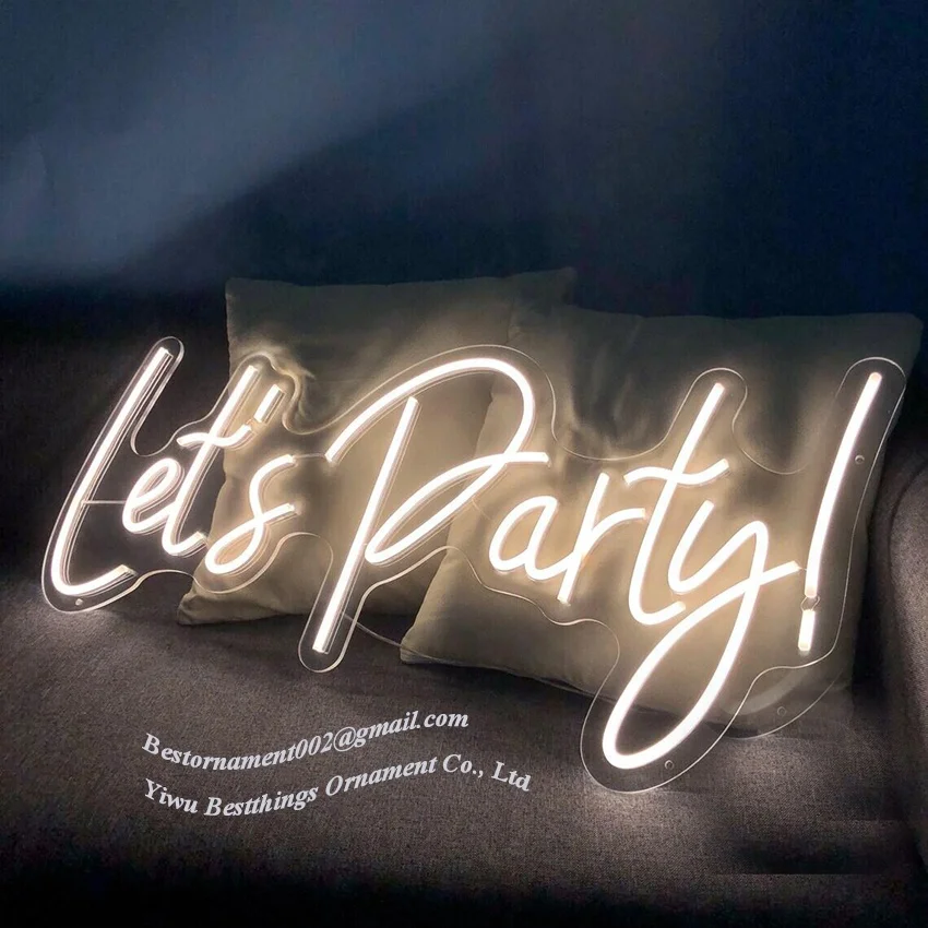 "Let's Party" Neon Sign Wall Decor Customized LED Neon Lights for Bar Party Kids Room