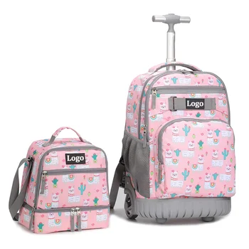 Backpack set wheels and child school lunch box children school bags and lunch box bag