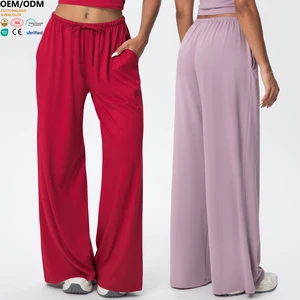 XW-7134 New Selling Plus Size Sportswear Drawstring Pocket Loose Fit Sweatpants Outdoor Running Gym Clothing for Women