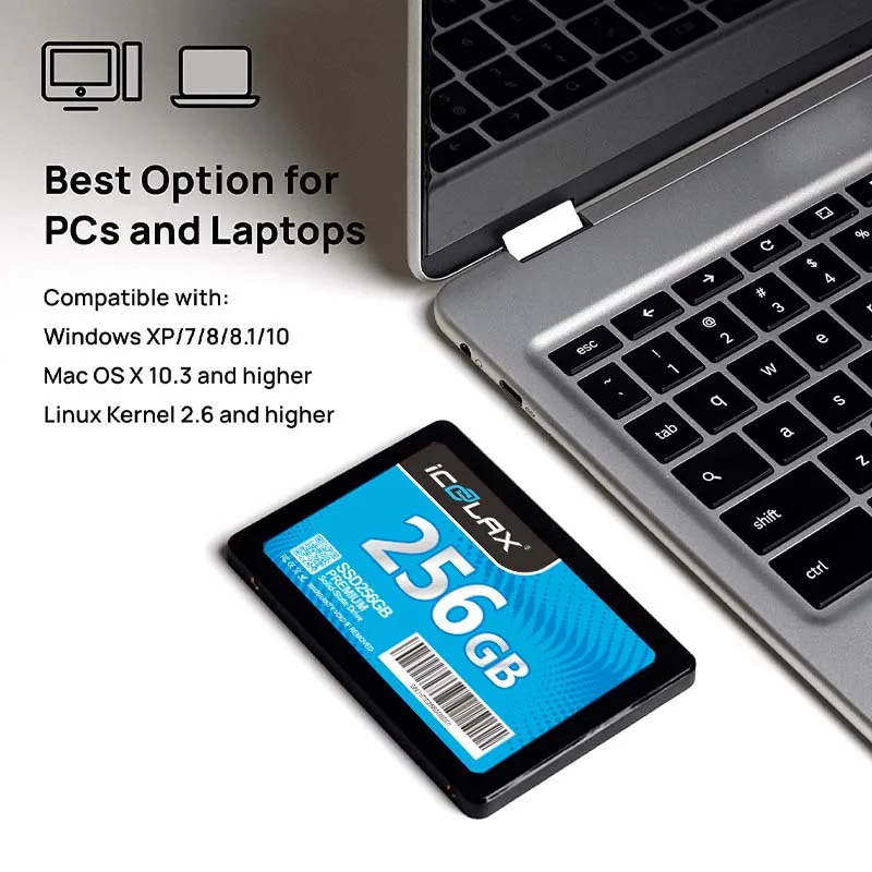 ICOOLAX 256GB 2.5 Inch SATA3 SSD – Fast Solid State Drive for
