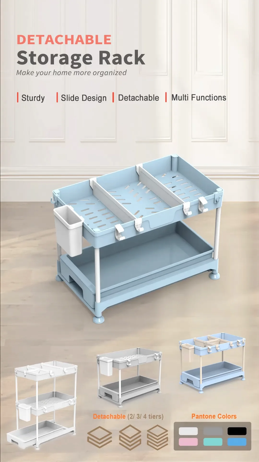 Adjustable Under Sink Organizer Pull Out Bathroom Cabinet Storage Rack ...