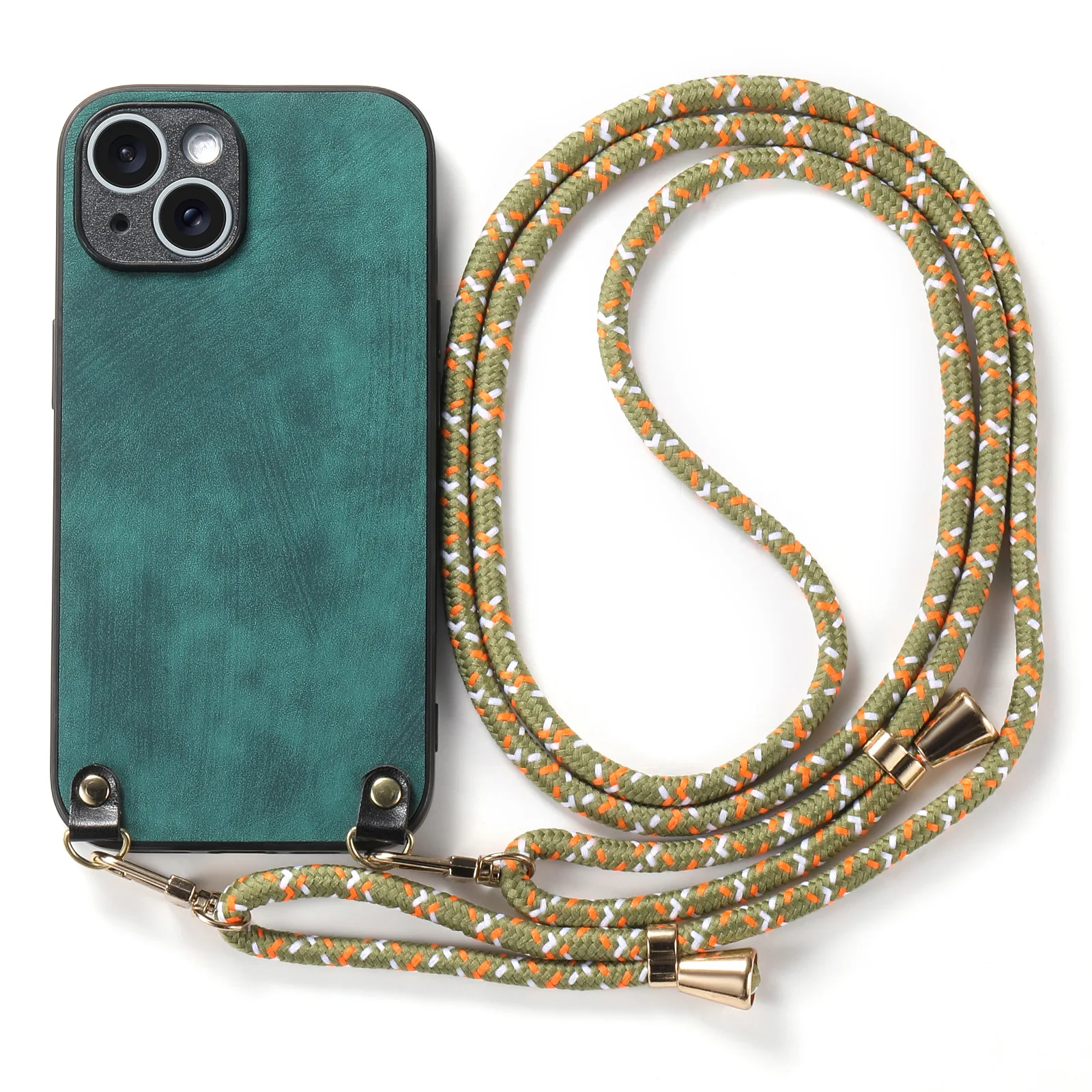 Shockproof Chain Crossbody Plain Leather Case With Wrist Strap And Lanyard For IPhone 17 AIR 16E 15 Pro Max_voghion.com