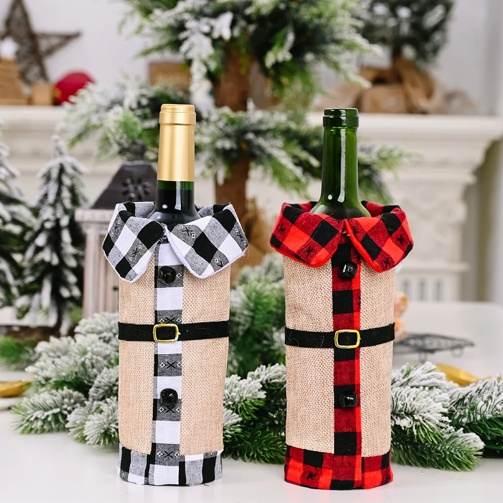 TrifyCore Wine & Bottle Bags Christmas Wine Bottle Cover Bags Xmas Snowman Deer Pattern Bottle Wrap Party Festival Decors 2pcs 