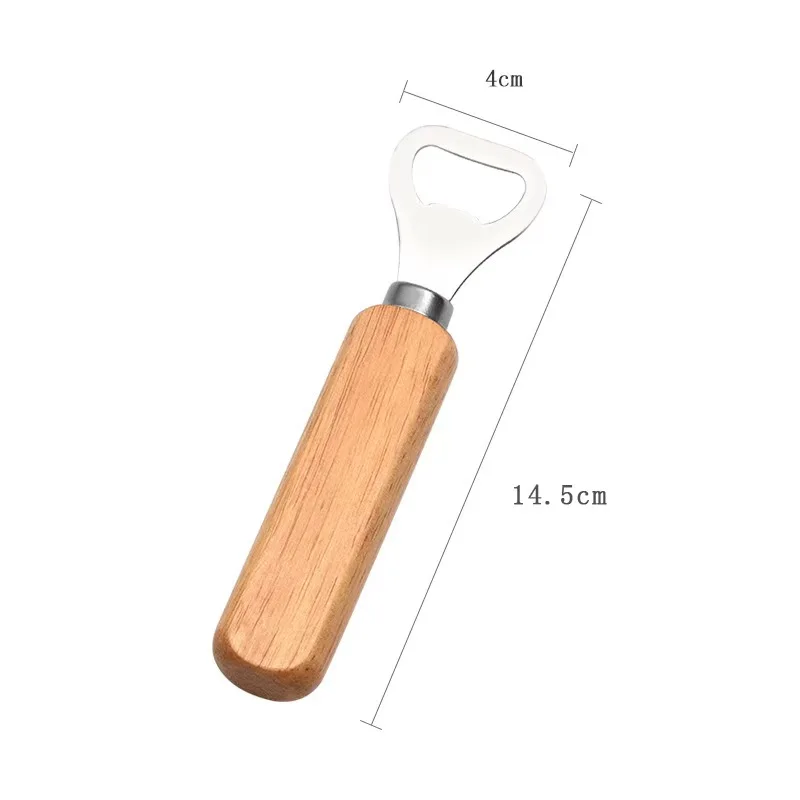 Custom Stainless Steel Bottle Opener with Rubberwood Handle and Engraved Logo preview 2