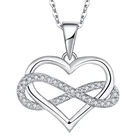 White Romantic Unisex Men Women Rhodium Plated Lovers Couple White Mini Zircon Infinity 925 Jewellery Pendant Sterling Silver Heart
